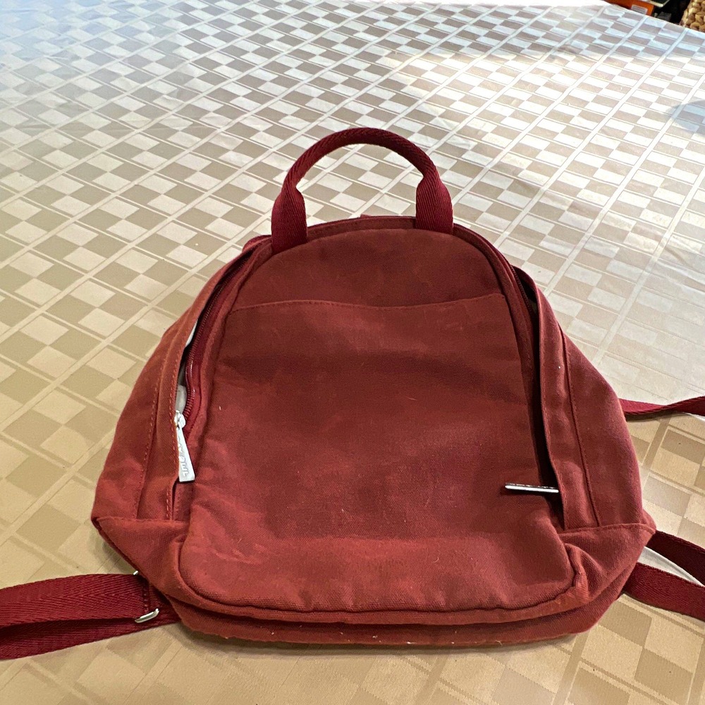 Day Owl Burgundy mimi Backpack Womens Zip Closure Silver Hardware Solid 12 x 13